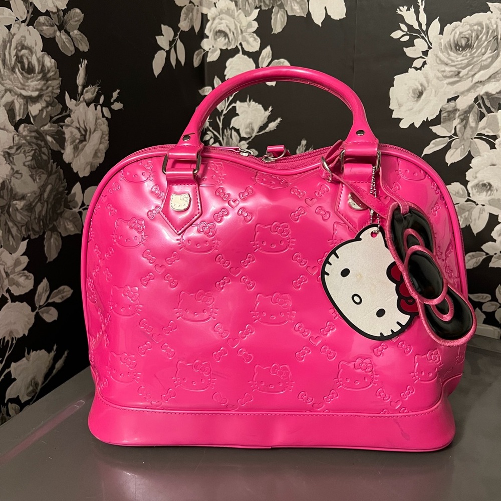 Loungefly + Hello Kitty Embossed Pink Bowler Bag